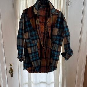 Blue and Brown Plaid Button Down Shirt